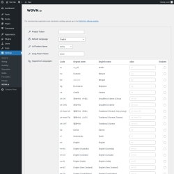 Page screenshot: Settings → WOVN.io