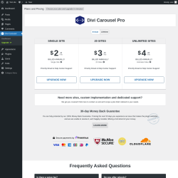 Page screenshot: Divi Carousel &rarr; Upgrade&nbsp;&nbsp;➤