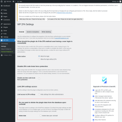Page screenshot: WP 2FA → Settings