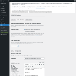 Page screenshot: WP 2FA → Settings → Emails & templates