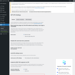Page screenshot: WP 2FA → Settings