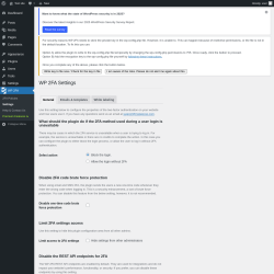 Page screenshot: WP 2FA → Settings