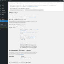 Page screenshot: WP 2FA