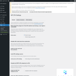 Page screenshot: WP 2FA → Settings
