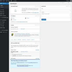 Page screenshot: Dashboard &lsaquo; Test site &mdash; WordPress