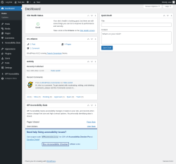 Page screenshot: Dashboard &lsaquo; Test site &mdash; WordPress