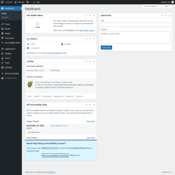 Page screenshot: Dashboard &lsaquo; Test site &mdash; WordPress