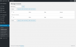 Page screenshot: WP Accounts &rarr; Manage Invoices