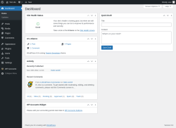Page screenshot: Dashboard &lsaquo; Test site &mdash; WordPress