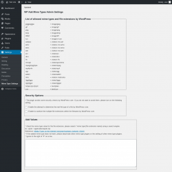 Page screenshot: Settings &rarr; Mime Type Settings