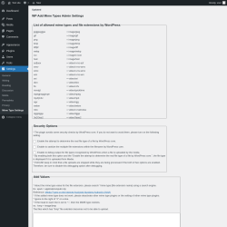 Page screenshot: Settings &rarr; Mime Type Settings