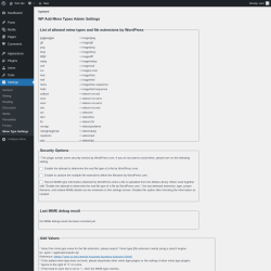 Page screenshot: Settings &rarr; Mime Type Settings