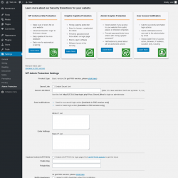 Page screenshot: Settings &rarr; Admin Protection