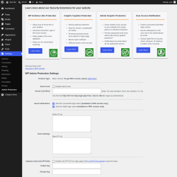 Page screenshot: Settings &rarr; Admin Protection