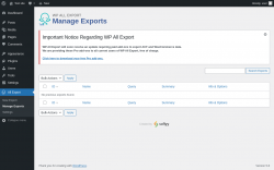 Page screenshot: All Export &rarr; Manage Exports