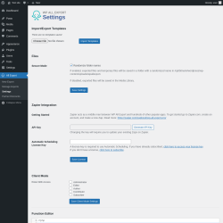 Page screenshot: All Export → Settings