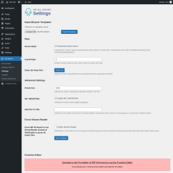 Page screenshot: All Import → Settings