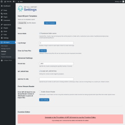 Page screenshot: All Import → Settings
