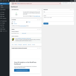 Page screenshot: Dashboard ‹ Test site — WordPress