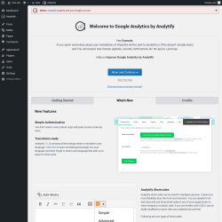 Page screenshot: Analytify → Settings → 
      What's New    