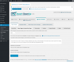 Page screenshot: Asset CleanUp → Bulk Changes → Posts, Pages & Custom Post Types