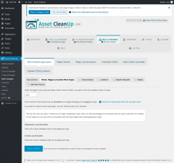 Page screenshot: Asset CleanUp &rarr; Bulk Changes &rarr; Posts, Pages & Custom Post Types