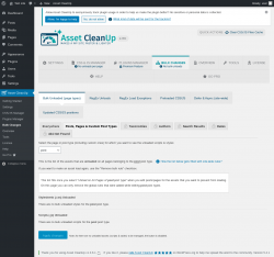 Page screenshot: Asset CleanUp &rarr; Bulk Changes &rarr; Posts, Pages & Custom Post Types