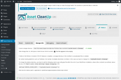 Page screenshot: Asset CleanUp &rarr; Tools &rarr; Storage Info