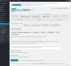 Page screenshot: Asset CleanUp &rarr; Bulk Changes &rarr; Posts, Pages & Custom Post Types