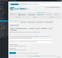 Page screenshot: Asset CleanUp &rarr; Bulk Changes &rarr; Posts, Pages & Custom Post Types