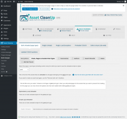 Page screenshot: Asset CleanUp &rarr; Bulk Changes &rarr; Posts, Pages & Custom Post Types