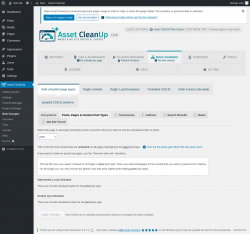 Page screenshot: Asset CleanUp &rarr; Bulk Changes &rarr; Posts, Pages & Custom Post Types