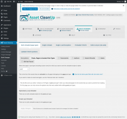 Page screenshot: Asset CleanUp &rarr; Bulk Changes &rarr; Posts, Pages & Custom Post Types
