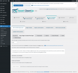 Page screenshot: Asset CleanUp &rarr; Bulk Changes &rarr; Posts, Pages & Custom Post Types