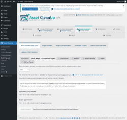 Page screenshot: Asset CleanUp &rarr; Bulk Changes &rarr; Posts, Pages & Custom Post Types