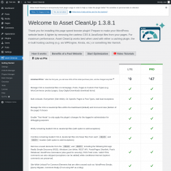 Page screenshot: Asset CleanUp &rarr;  Lite vs Pro