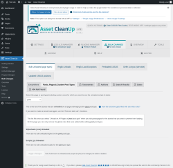 Page screenshot: Asset CleanUp &rarr; Bulk Changes &rarr; Posts, Pages & Custom Post Types