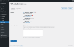 Page screenshot: Settings → WP Attachments → Appearance