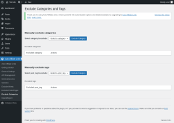 Page screenshot: Auto Affiliate Links → Exclude Categories