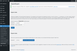 Page screenshot: Auto Affiliate Links → Import/Export