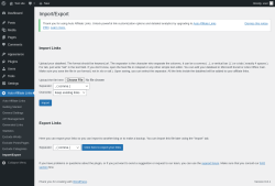 Page screenshot: Auto Affiliate Links → Import/Export