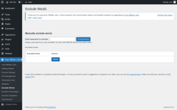 Page screenshot: Auto Affiliate Links → Exclude Words