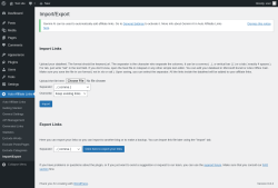 Page screenshot: Auto Affiliate Links &rarr; Import/Export