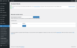 Page screenshot: Auto Affiliate Links &rarr; Exclude Words