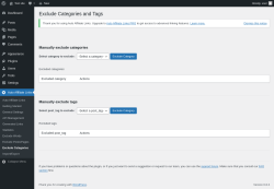 Page screenshot: Auto Affiliate Links &rarr; Exclude Categories