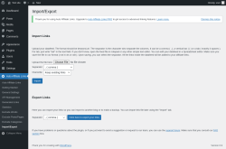 Page screenshot: Auto Affiliate Links &rarr; Import/Export