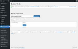 Page screenshot: Auto Affiliate Links &rarr; Exclude Words