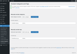 Page screenshot: Auto Affiliate Links &rarr; Exclude Categories