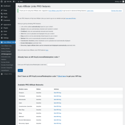 Page screenshot: Auto Affiliate Links &rarr; API Management