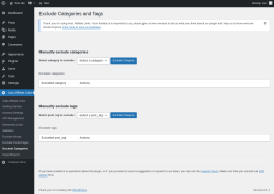Page screenshot: Auto Affiliate Links &rarr; Exclude Categories